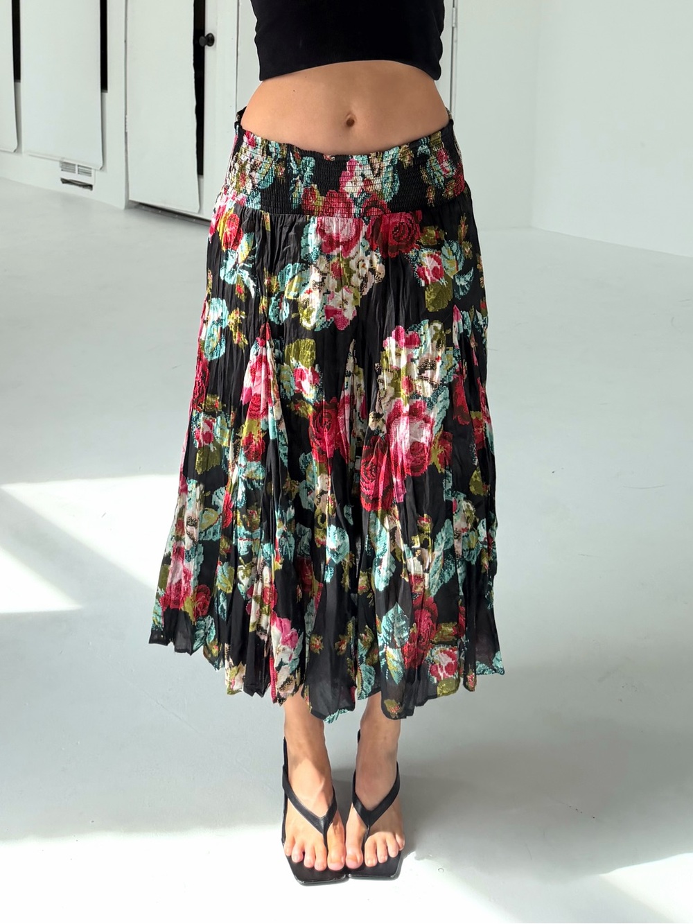 Flowy Floral Midi Skirt